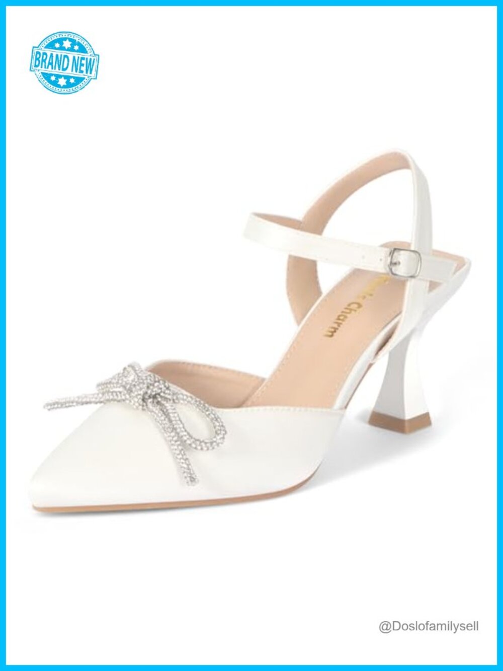 Women's Pointed Toe Slingback Stiletto Pumps 3.15 Inch Ankle Strap Heels